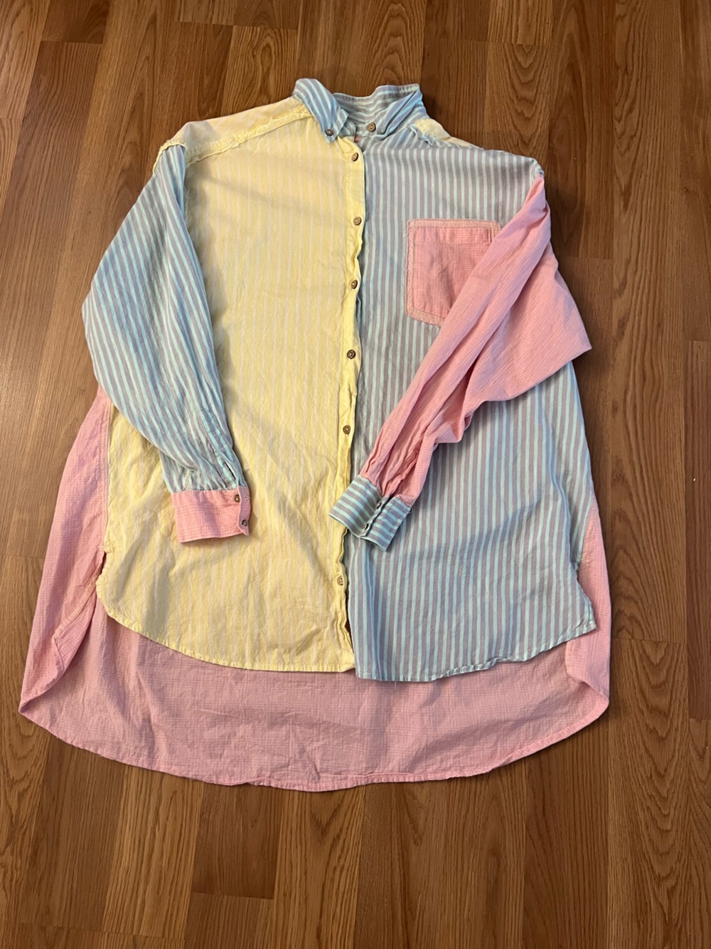 Free People Color-block Button Up - Oversized